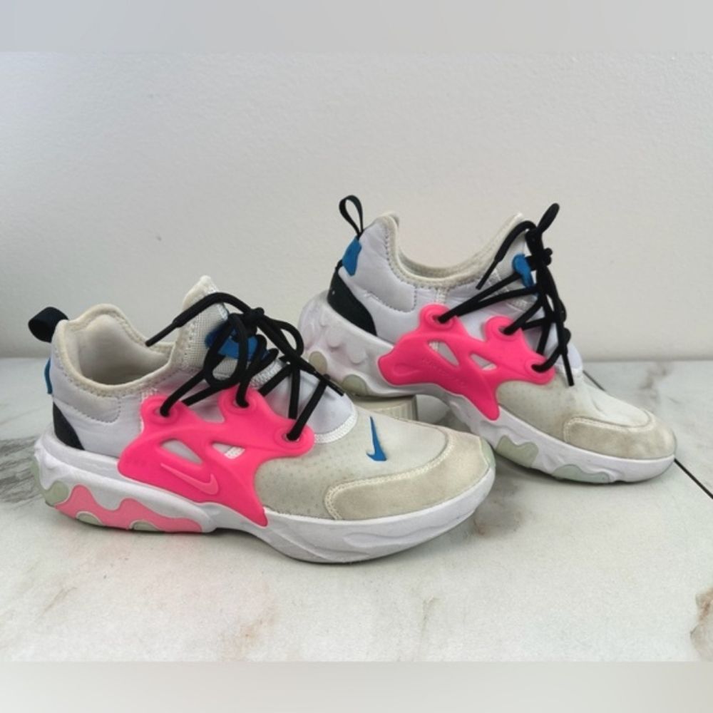Nike Women's React Presto White Hyper Pink Photo Blue Running Shoes Sneakers, 9 - Picture 2 of 11